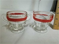 Pair of vintage cream and sugar glass containers