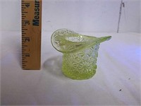 Vintage Vaseline Glass toothpick holder has s