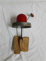 Vintage mixing tool with wood mixer and handle