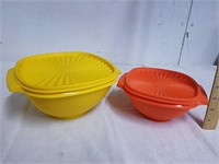Two vintage Tupperware containers with lids
