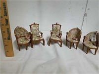 5 vintage style doll furniture chairs