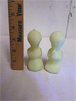 Pair of Fenton praying children statues green