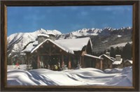 Framed Canvas Photo Moonlight Basin Winter Scene