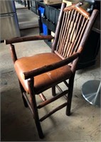Flat Rock Furniture Log & Leather Bar Stool Chair