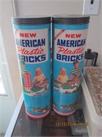 2 Vtg. Containers of American Plastic Bricks