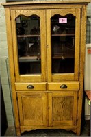 Furniture Vintage Wood and Glass China Hutch
