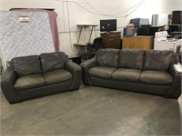 Leather couch and loveseat