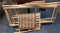 2 FOLDING WOOD DECK CHAIRS WITH ATTACHABLE FOOT
