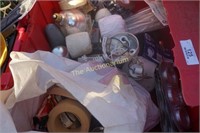 Bins of supplies tire chains electrical mixed lot