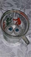 Eyeballs in vintage glass coffee mug