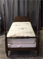 4 Poster Wooden Framed Twin Bed