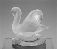 Lalique "Swan" Paperweight, Satin & Clear Glass