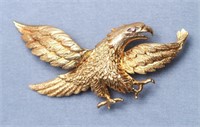 14K Gold & Ruby American Eagle Brooch