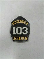 Vintage Fort Riley Fire Inspector Leather Patch