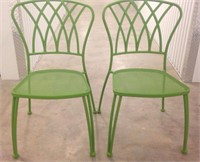 Pair of Green Metal Chairs