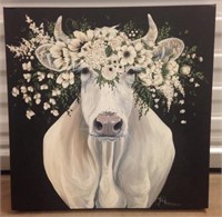 Pearl The Cow Printed Canvas Art