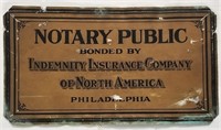 "Indemnity Insurance Company" Metal Sign