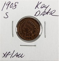 Coin 1908-S Indian Head Cent XF/AU Key Date