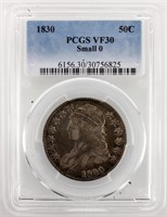 Coin 1830 Bust Half Dollar PCGS VF30 Small 0