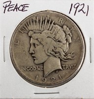 Coin 1921 Peace Silver Dollar in Good  Key Date!