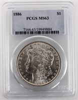 Coin 1886 Morgan Silver Dollar PCGS MS63