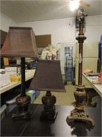 3 Lamps - 2 Have Shades Different Heights