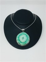 Seafoam Quartz & .925 silver pendant / chain