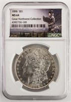 Coin 1896 Morgan Silver Dollar NGC MS64