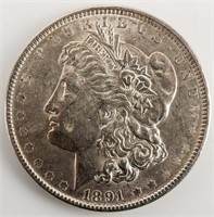 Coin 1891 Morgan Silver Dollar Almost Uncirculated