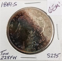 Coin 1881-S Morgan Silver Dollar Gem Unc.