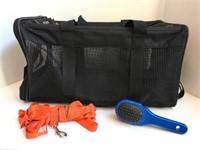 Pet Carrier, Grooming Brush & Long Leash