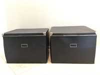 Two Black File Boxes With Silver Accents