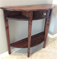 Wooden Half Moon Side Console Table