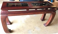 Beautiful Dark Wood Glass Top Console Table