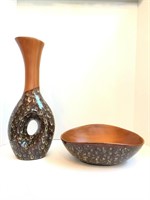 Two Unique Brown Ceramic Decor Pieces