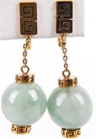 Jewelry 14kt Yellow Gold Jade Earrings