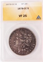 Coin 1878-CC  Morgan Silver Dollar ANACS VF25