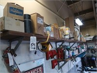 LOT, ASSORTED SUPPLIES ON THIS WALL SECTION
