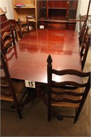 DINING TABLE 60 X 42 W/ 12" LEAF & SIX CHAIRS