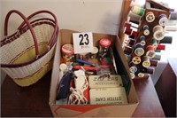 SEWING TOOLS, BUTTONS, NEEDLES, ETC