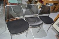 3 modern chairs with mesh back & seat,