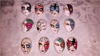 Hand painted ceramic face mask magnets