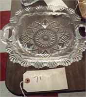 heavy old pressed glass tray