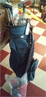 McGregor golf bag w 5 clubs, balls, socks
