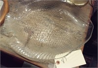 huge old 15" glass platter - figural fish