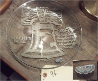 sterling silver over crystal liberty bell plate