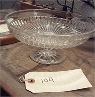 old glass bowl footed and ribbed
