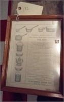 old framed ad for kitchen steel ware utensils