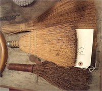 lot of 3 vintage whisk brooms primitive
