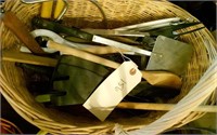 basket w spatulas, wood spoons, kitchen stuff